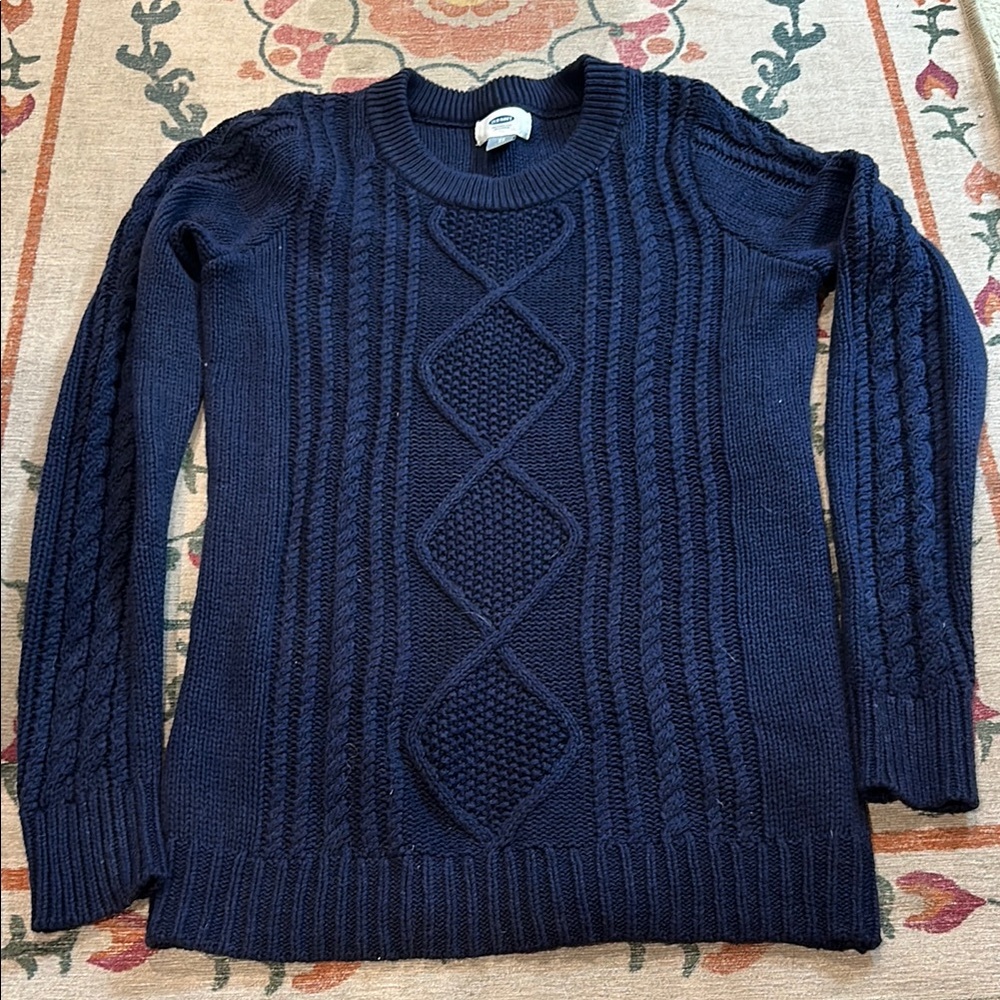 Women’s Old Navy Cable Knit Sweater in Navy Blue Size XS